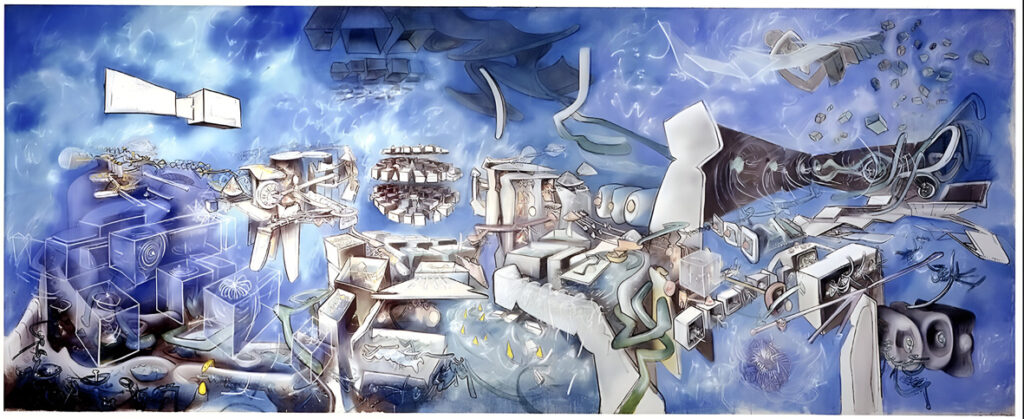 Roberto Sebastián Matta: Coïgitum, 1972, olio su tela, cm 400 × 1000. Collezione Alisée Matta © Roberto Matta, by SIAE 2024